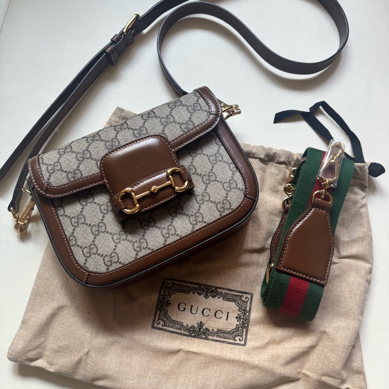 Gucci Horsebit 1955 Shoulder Bag 經典老花馬鞍包 焦糖色-2