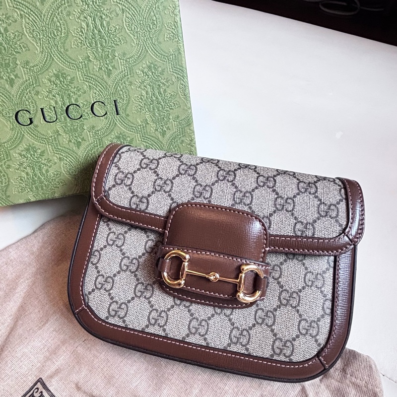 Gucci Horsebit 1955 Shoulder Bag 經典老花馬鞍包 焦糖色-5