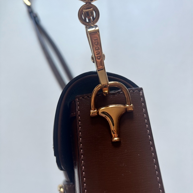 Gucci Horsebit 1955 Shoulder Bag 經典老花馬鞍包 焦糖色-10