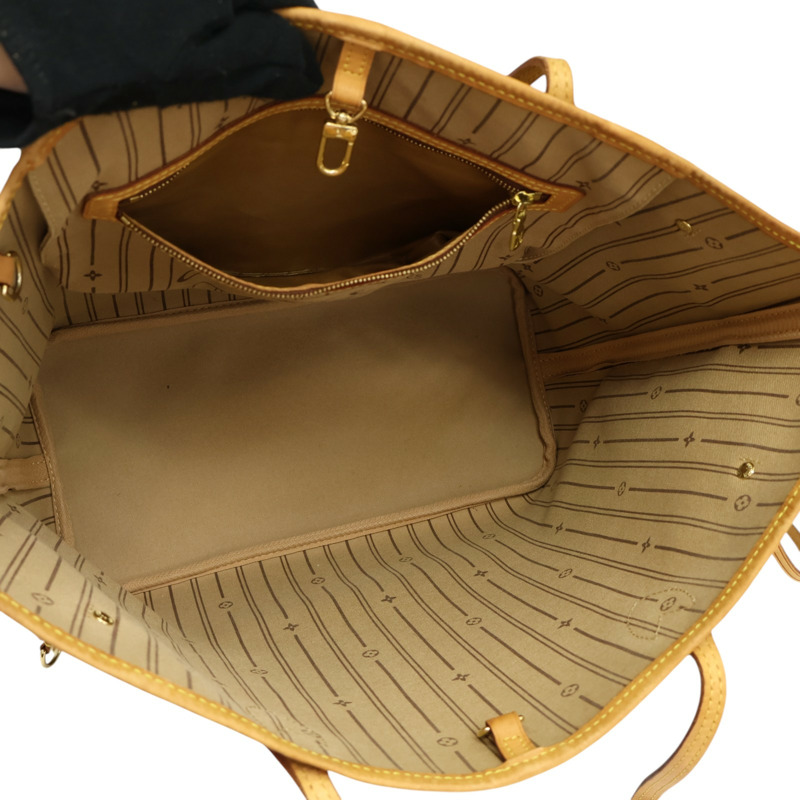 棕色 原花帆布 NeverFull MM 肩背包【LOUIS VUITTON LV 路易威登】 M40156-2