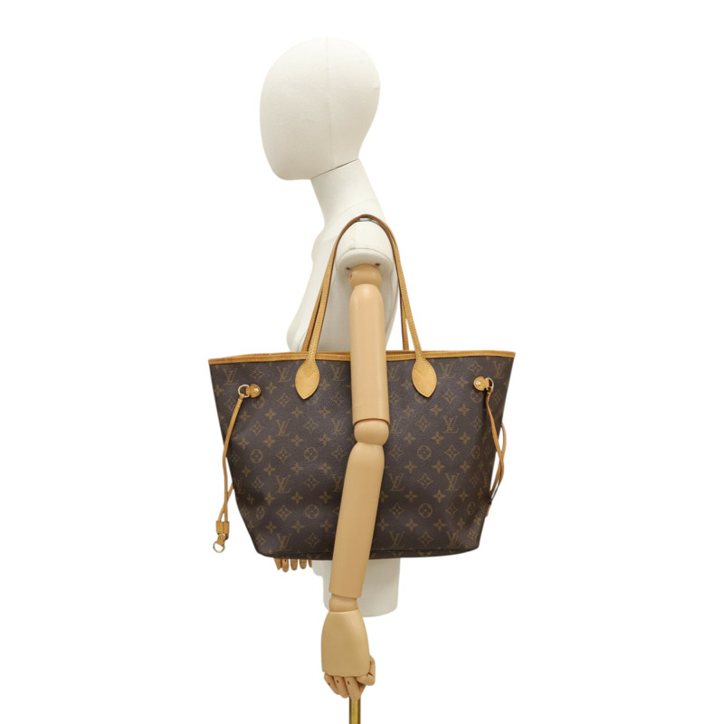 棕色 原花帆布 NeverFull MM 肩背包【LOUIS VUITTON LV 路易威登】 M40156-6