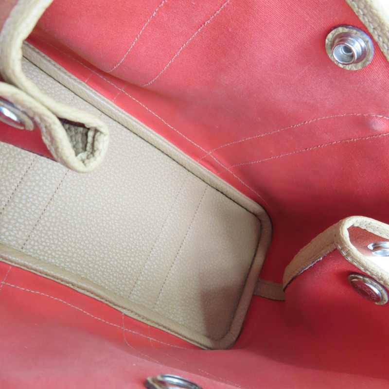 橘色 帆布 negonda牛皮 Garden party 30 手提包 銀扣 Z刻【HERMES 愛馬仕】 H066606CK-2