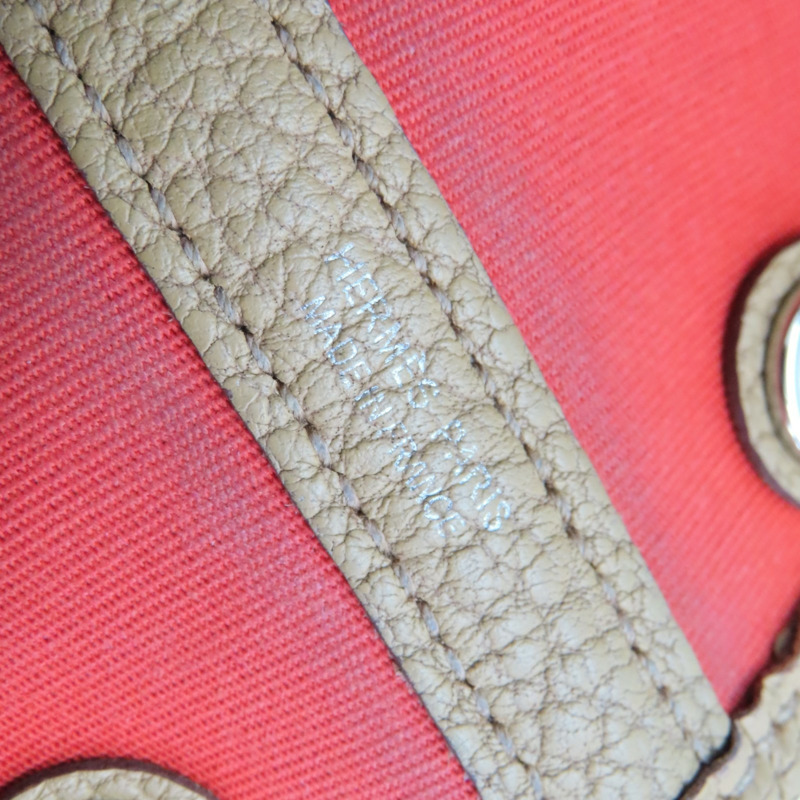 橘色 帆布 negonda牛皮 Garden party 30 手提包 銀扣 Z刻【HERMES 愛馬仕】 H066606CK-3
