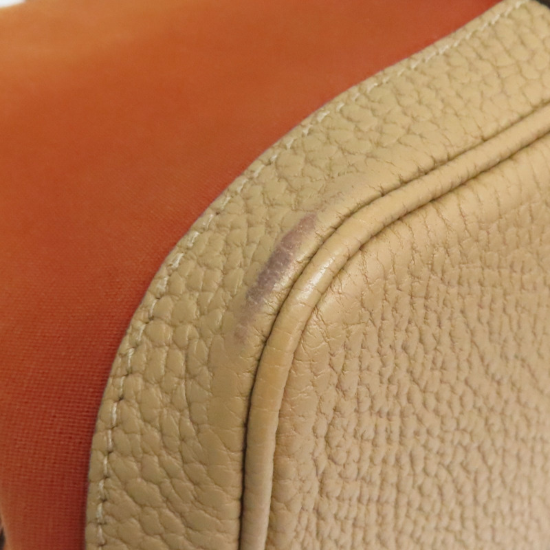 橘色 帆布 negonda牛皮 Garden party 30 手提包 銀扣 Z刻【HERMES 愛馬仕】 H066606CK-7
