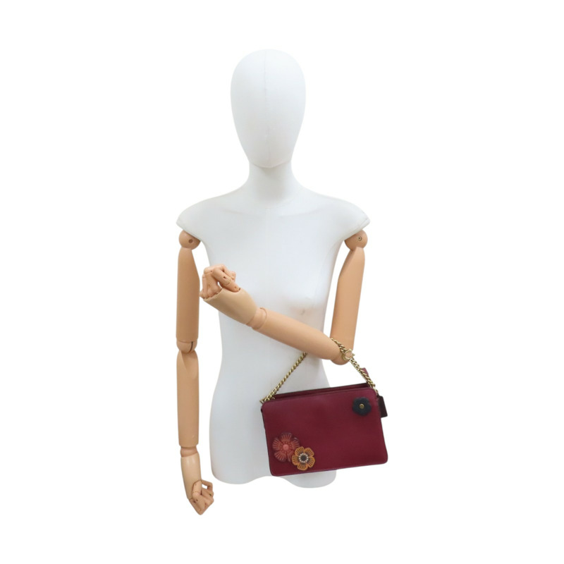 酒紅色 牛皮 Signature Chain Crossbody 肩背包【COACH 寇馳】 78801-8