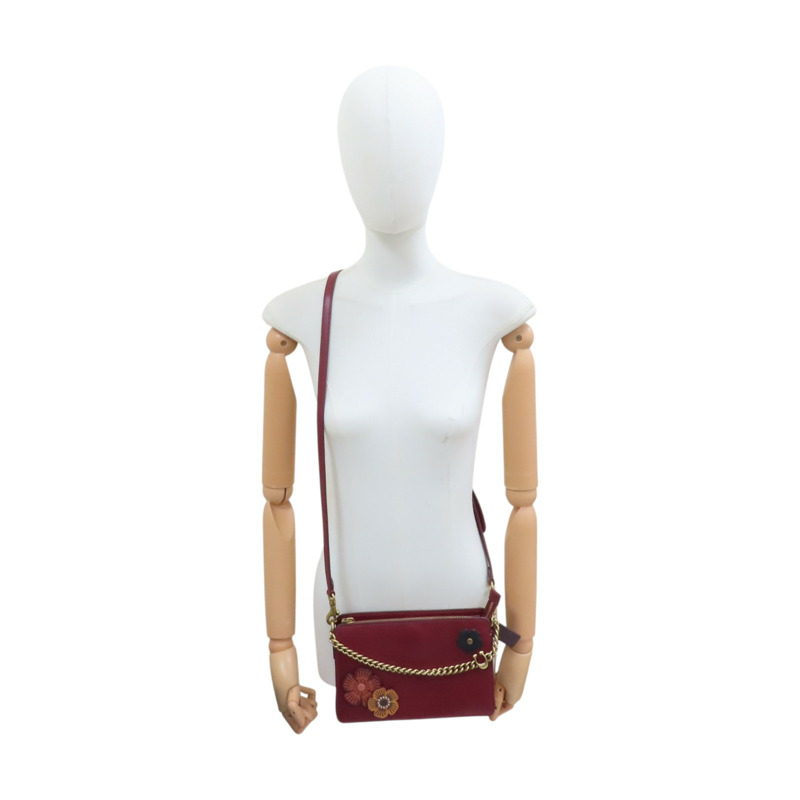 酒紅色 牛皮 Signature Chain Crossbody 肩背包【COACH 寇馳】 78801-9