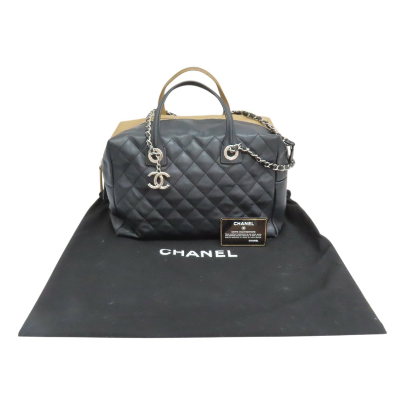 米/黑色 牛皮 兩用包 銀扣【CHANEL 香奈兒】-9