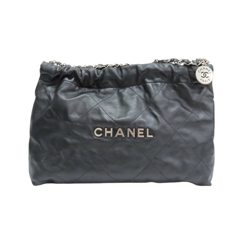 黑色 牛皮 22 肩背包 銀扣【CHANEL 香奈兒】 AS4486