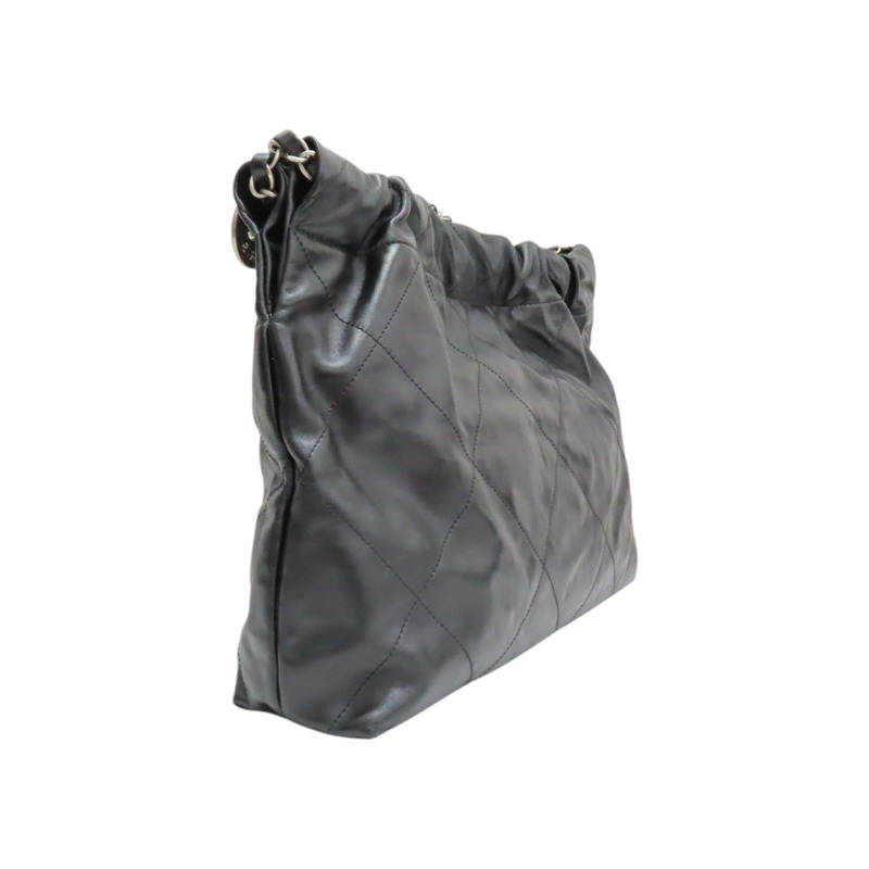 黑色 牛皮 22 肩背包 銀扣【CHANEL 香奈兒】 AS4486-1