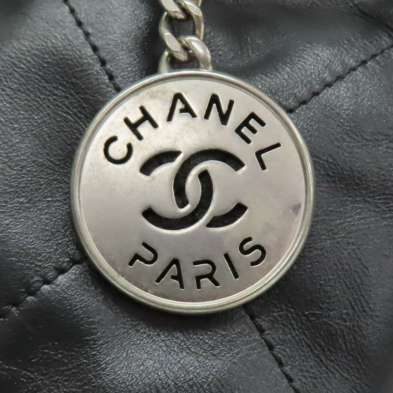 黑色 牛皮 22 肩背包 銀扣【CHANEL 香奈兒】 AS4486-8