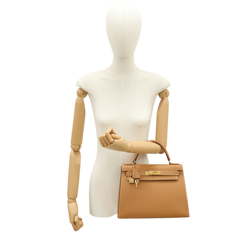 金棕色 Tadelakt牛皮 Kelly 28 凱莉包 兩用包 □C刻 金扣【HERMES 愛馬仕】-9