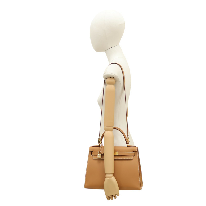 金棕色 Tadelakt牛皮 Kelly 28 凱莉包 兩用包 □C刻 金扣【HERMES 愛馬仕】-10