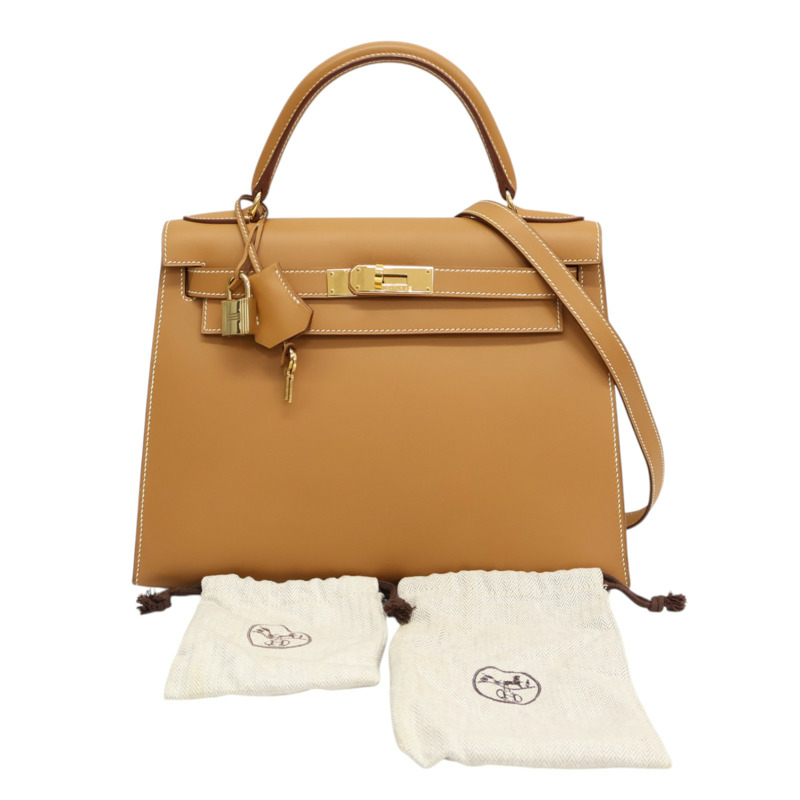 金棕色 Tadelakt牛皮 Kelly 28 凱莉包 兩用包 □C刻 金扣【HERMES 愛馬仕】-11