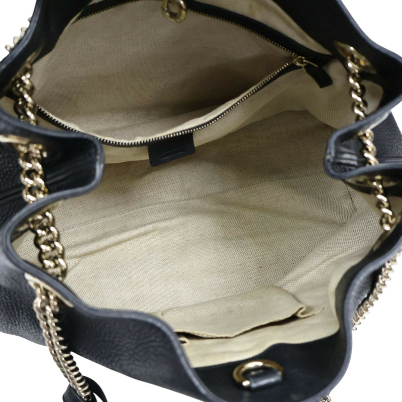 黑色 牛皮 Soho 肩背包【GUCCI 古馳】 308982-2