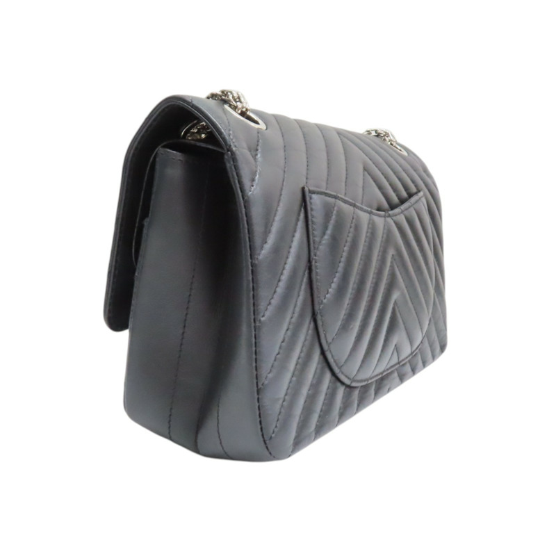 黑色 山型紋 羊皮 2.55 鍊帶 肩背包 銀扣【CHANEL 香奈兒】 A37586-1