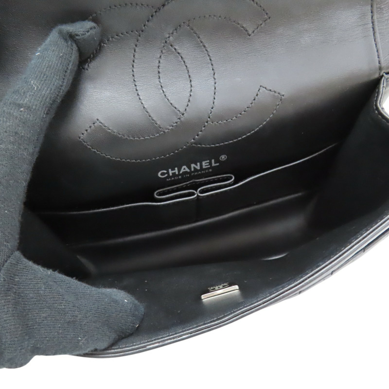 黑色 山型紋 羊皮 2.55 鍊帶 肩背包 銀扣【CHANEL 香奈兒】 A37586-2