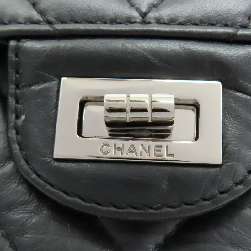黑色 山型紋 羊皮 2.55 鍊帶 肩背包 銀扣【CHANEL 香奈兒】 A37586-6