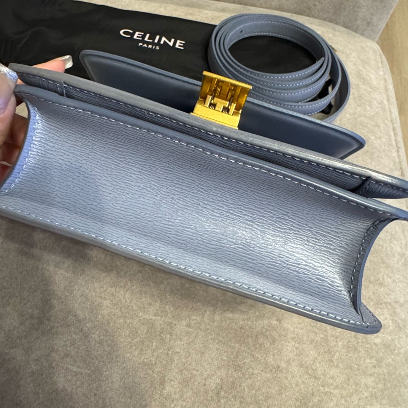 ［99%新］Celine 賽琳 box霧藍色小號 配件：肩帶塵袋-4