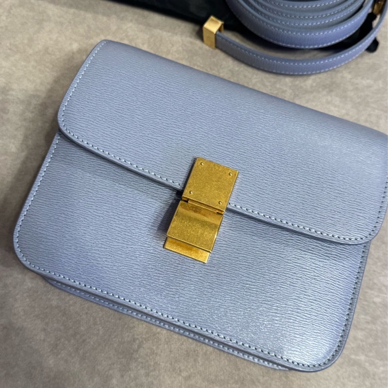 ［99%新］Celine 賽琳 box霧藍色小號 配件：肩帶塵袋-5