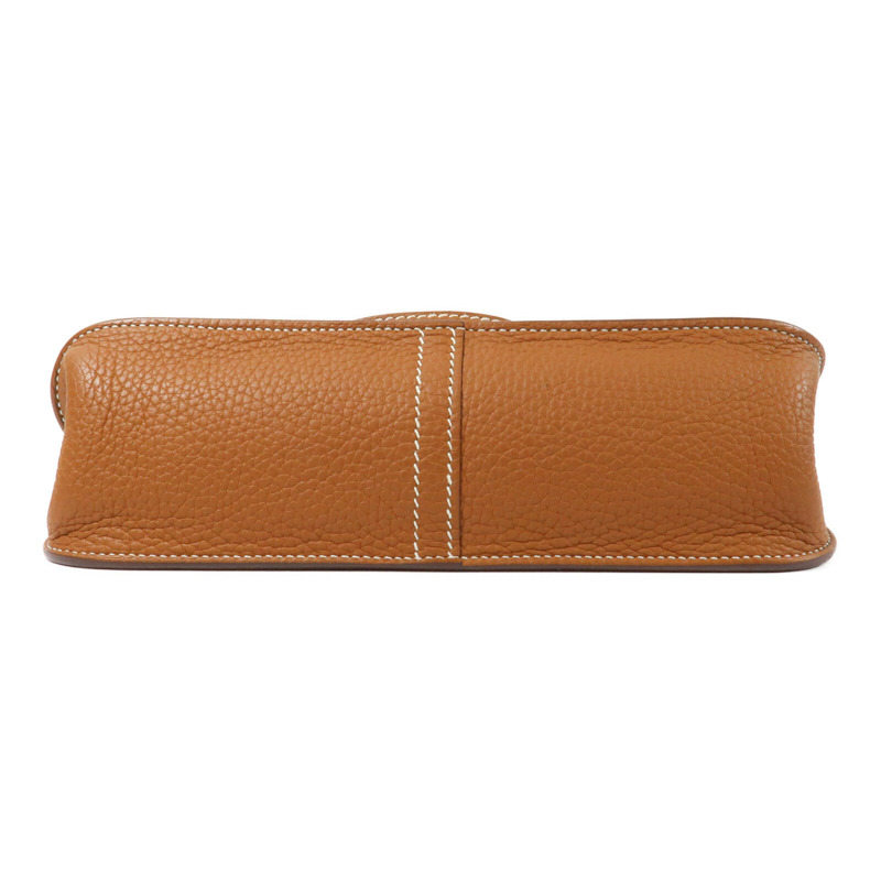 HERMES Clemence皮革Halzan 25銀扣兩用手挽肩背包Gold-3