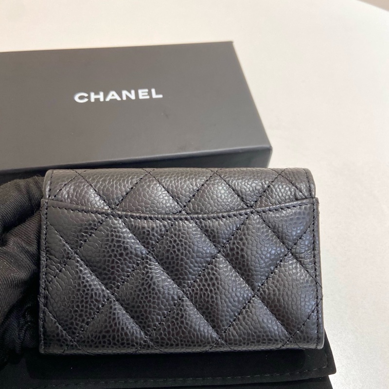99新Chanel香奈兒黑金荔枝紋牛皮卡包  芯片款 尺寸：11*2*7 附件：盒子 塵袋。-1