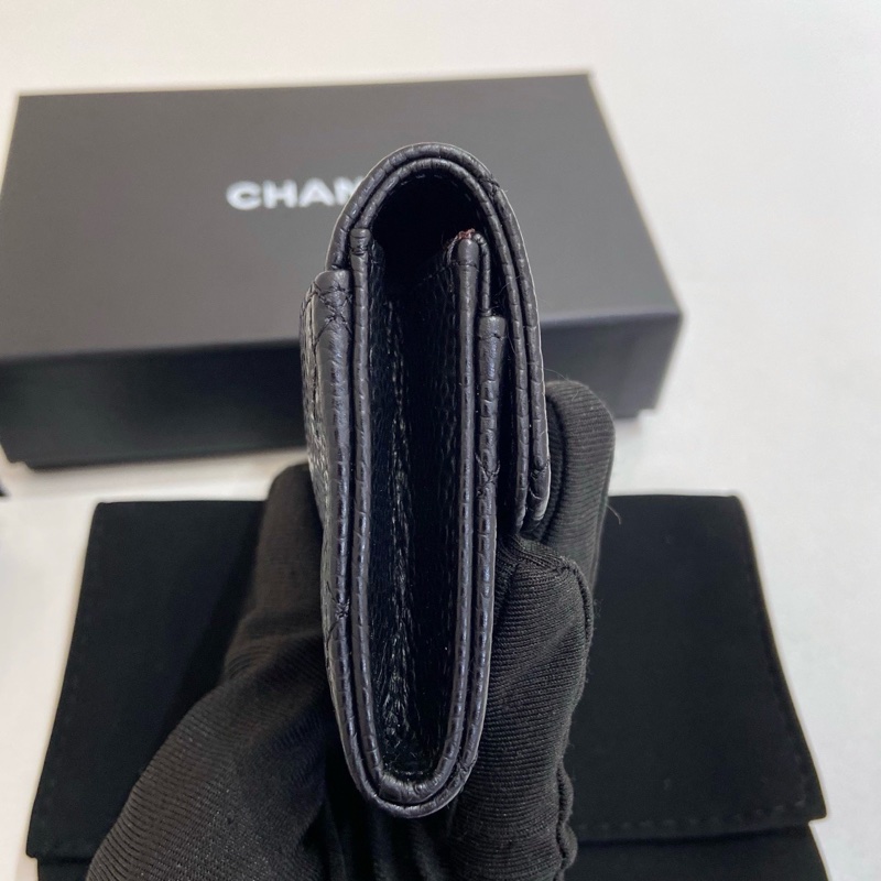 99新Chanel香奈兒黑金荔枝紋牛皮卡包  芯片款 尺寸：11*2*7 附件：盒子 塵袋。-2