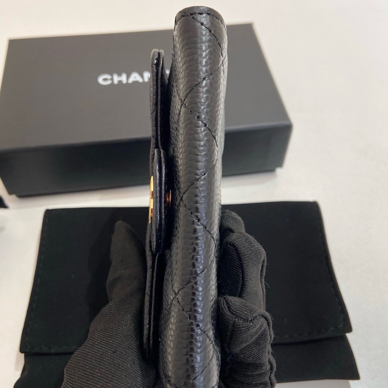 99新Chanel香奈兒黑金荔枝紋牛皮卡包  芯片款 尺寸：11*2*7 附件：盒子 塵袋。-4