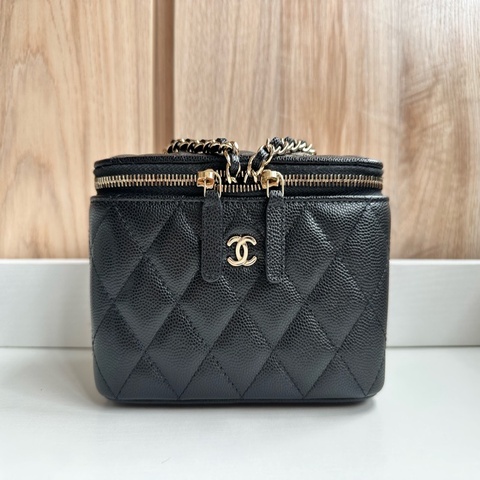 Chanel 香奈兒 魚子醬 牛皮 長盒子 Vanity