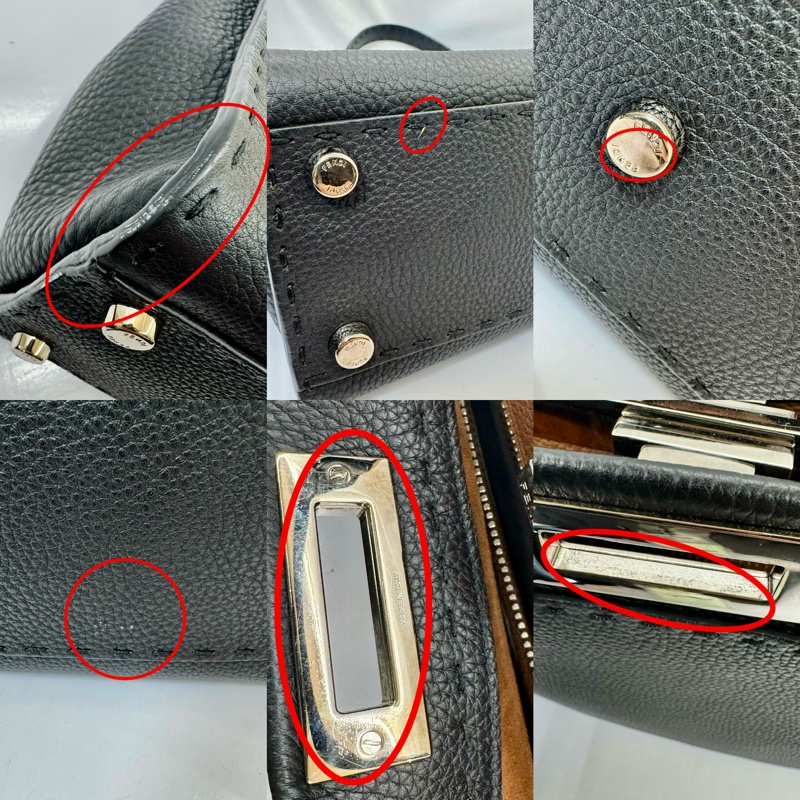 芬迪 FENDI PEEKABOO 牛皮手提包（無背帶）8BN290-8