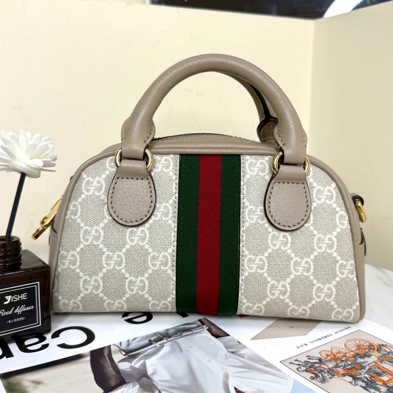 Gucci古馳新款Ophidia迷你波士頓保齡球包燕麥色🍘🍘-15