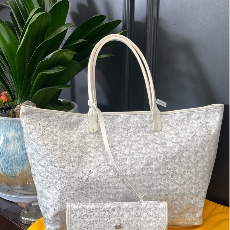 全新✨戈雅 托特白色 25編碼 白色老花托特包-1