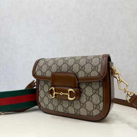 Gucci PVC咖牛皮1955 mini斜背包