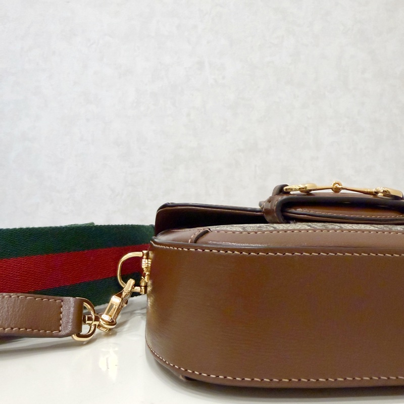 Gucci PVC咖牛皮1955 mini斜背包-10