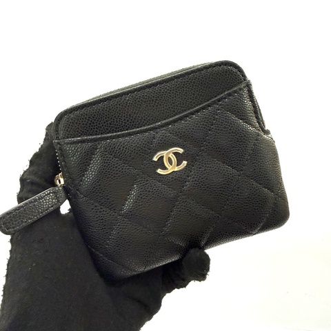 香奈兒 CHANEL 荔枝皮拉鍊皮夾 RFID AP2061