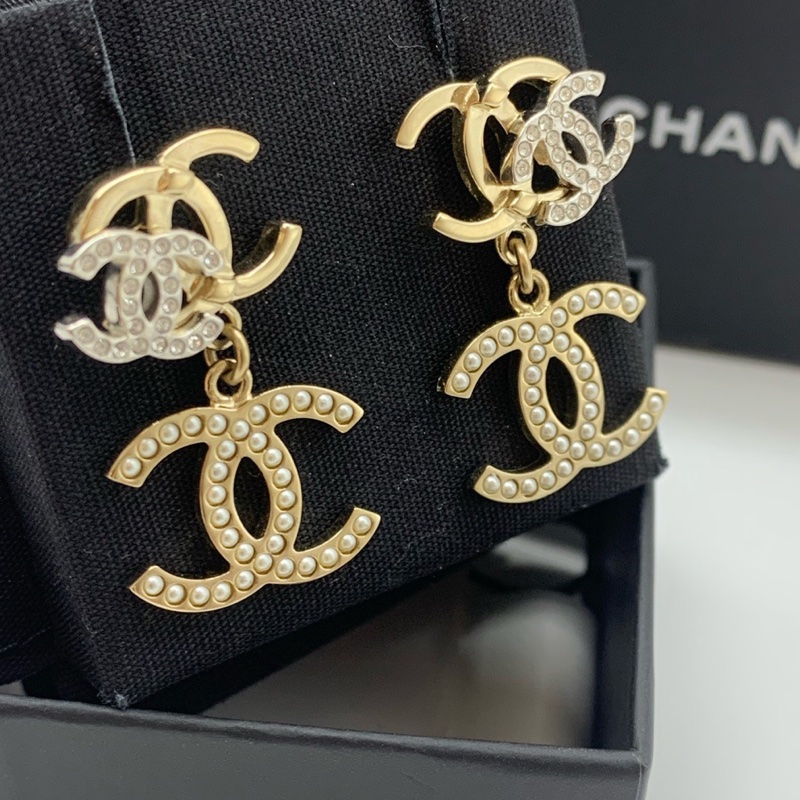 Chanel/香奈兒 立體3雙c耳環 水光雙c＋水晶鑽雙c＋米珠雙c，-1