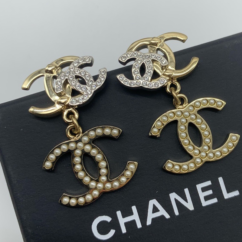 Chanel/香奈兒 立體3雙c耳環 水光雙c＋水晶鑽雙c＋米珠雙c，-2