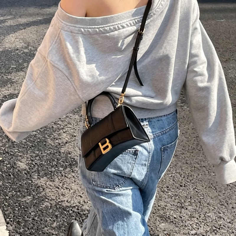 BALENCIAGA巴黎世家經典黑光牛金色釦沙漏包XS🦔-9