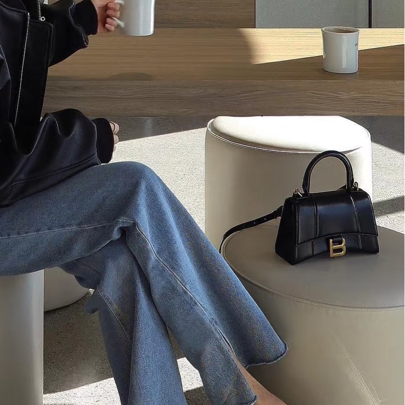 BALENCIAGA巴黎世家經典黑光牛金色釦沙漏包XS🦔-19