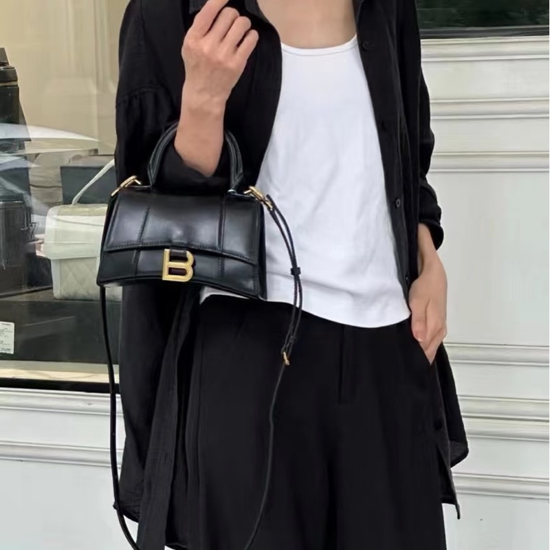 BALENCIAGA巴黎世家經典黑光牛金色釦沙漏包XS🦔-22