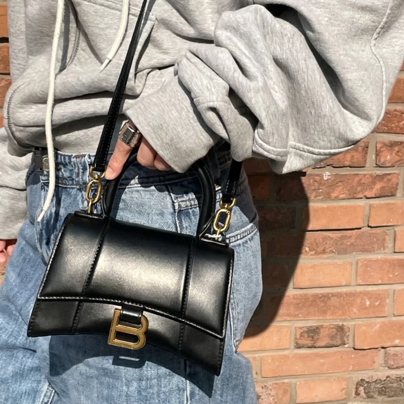 BALENCIAGA巴黎世家經典黑光牛金色釦沙漏包XS🦔-25