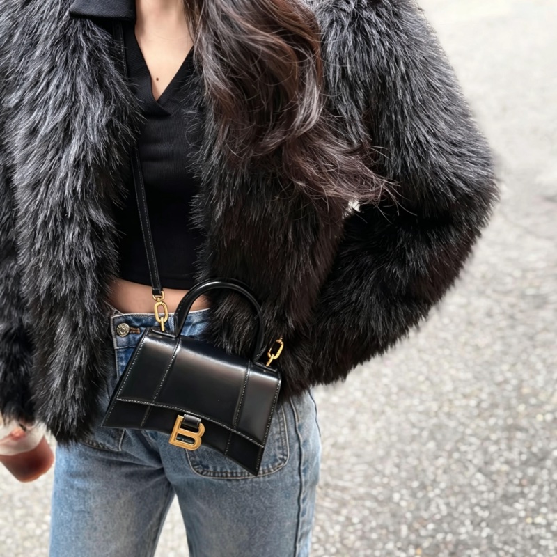 BALENCIAGA巴黎世家經典黑光牛金色釦沙漏包XS🦔-29