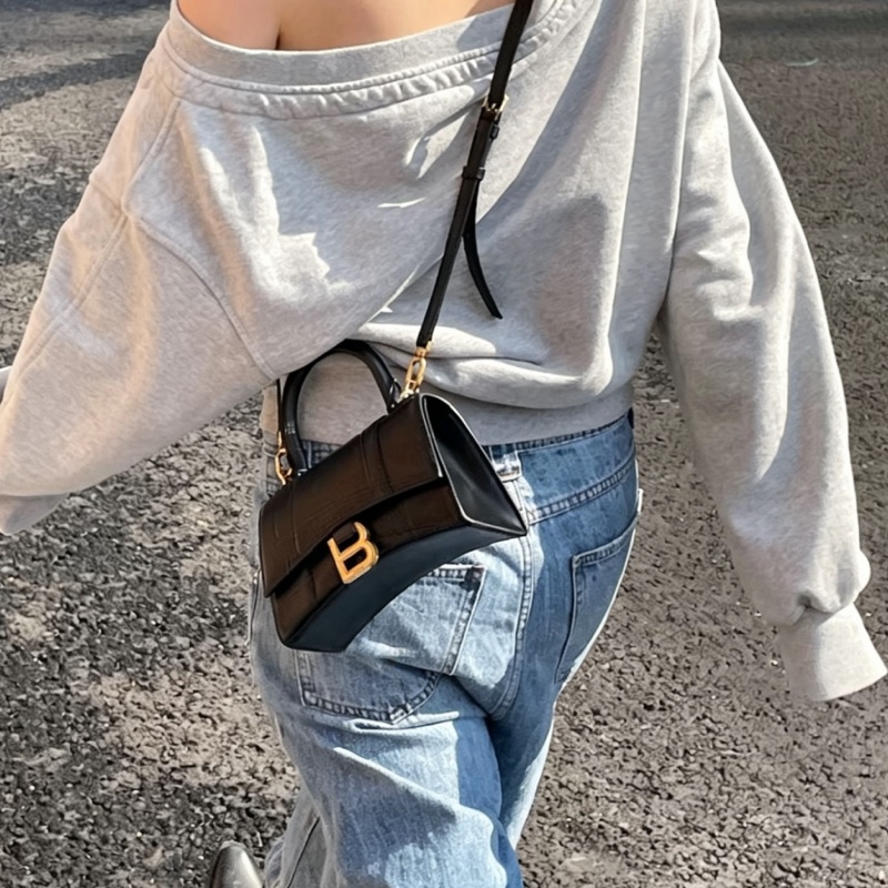 BALENCIAGA巴黎世家經典黑光牛金色釦沙漏包XS🦔-30