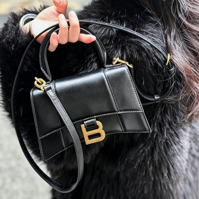 BALENCIAGA巴黎世家經典黑光牛金色釦沙漏包XS🦔-34