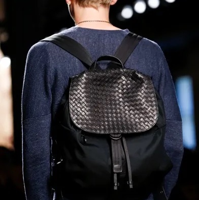 BOTTEGA VENETA BV 黑灰 尼龍 編織牛皮 側背包 後背包 手提包 雙肩背-4