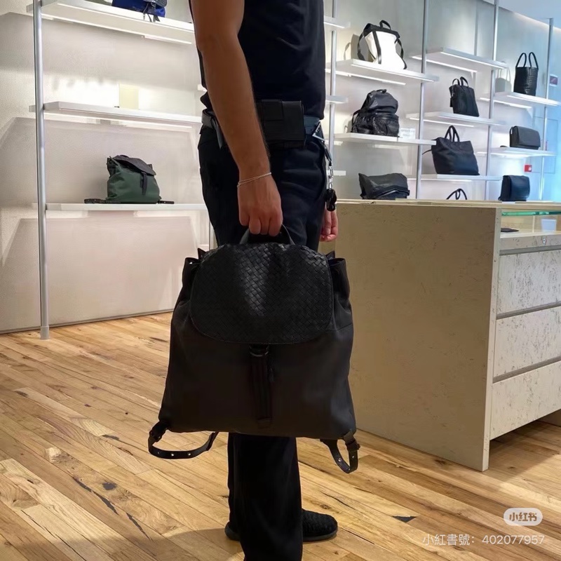 BOTTEGA VENETA BV 黑灰 尼龍 編織牛皮 側背包 後背包 手提包 雙肩背-6