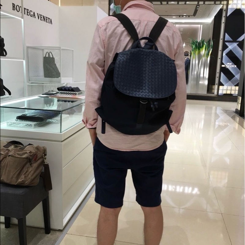 BOTTEGA VENETA BV 黑灰 尼龍 編織牛皮 側背包 後背包 手提包 雙肩背-29