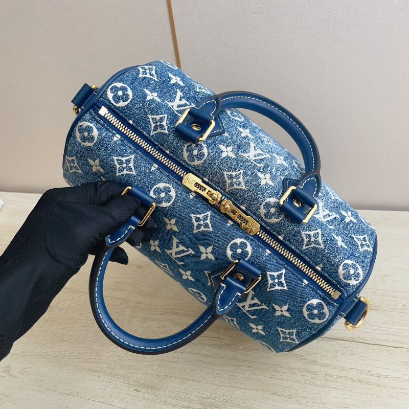 芯片款 路易威登/Louis Vuitton 丹寧牛仔Speedy25手提斜背包-5
