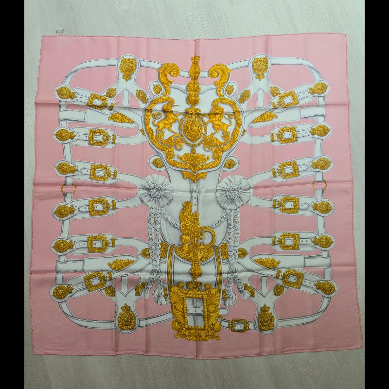 Gucci 古馳 100％真絲 粉色 圍巾 絲巾 披肩-3