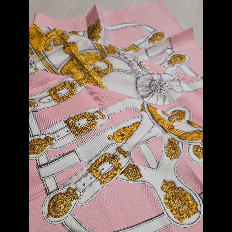 Gucci 古馳 100％真絲 粉色 圍巾 絲巾 披肩-5