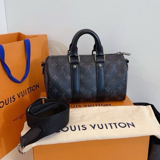 閒置新 路易威登/Louis Vuitton 黑武士老花 Keepall25 芯片款-1